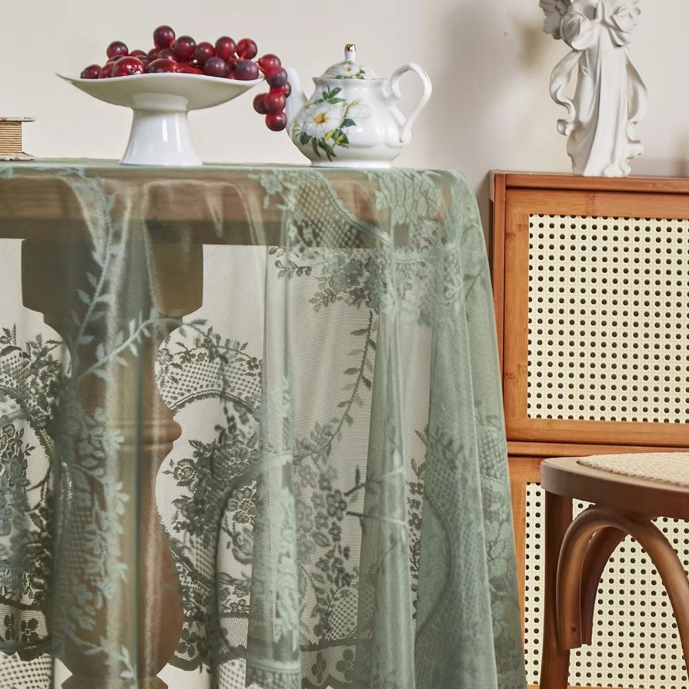 BowLift | Sheer Lace Round Floral Tablecloth