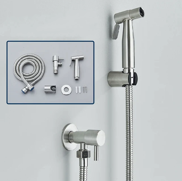 BowLift | Shinesia Bidet Sprayer – Stainless Steel Hygienic Bathroom Accessory – Wall Mounted Cold Water Spray Function