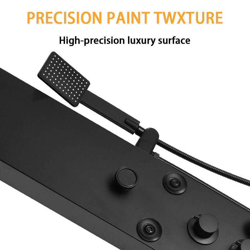BowLift | Waterfall Shower Head Rain Massage System With Body Sprays Stainless Steel Bathroom Shower Panel Tower System, Brushed Black