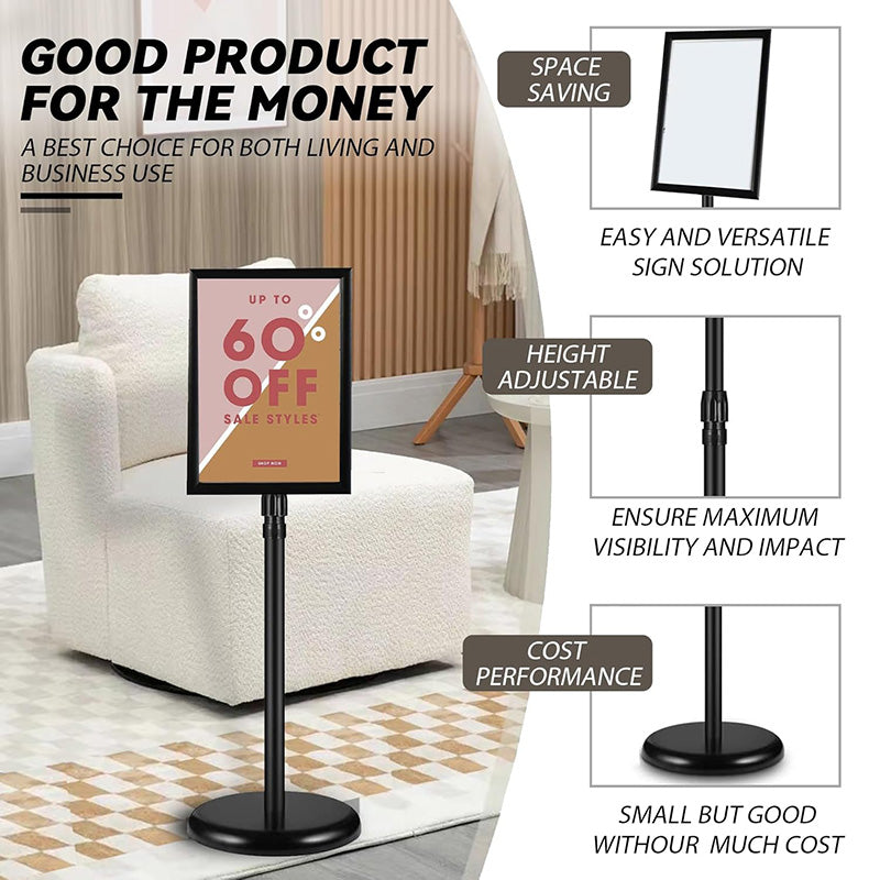 BowLift | 2 Pack 8.5 X 11 Inches Adjustable Sign Poster Stand Pedestal Poster Stand with Heavy Duty Base Display Business Shows Floor Standing Sign Holder
