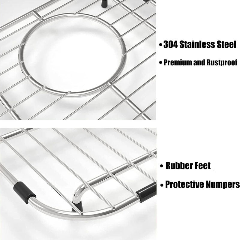 BowLift | Kitchen Sink Protector, Single Bowl Sink Bottom Grille, 304 High Quality Stainless Steel Grille Drying Rack Center Drain