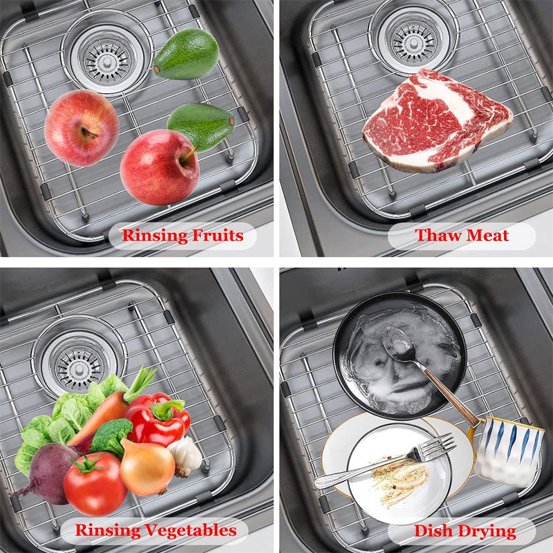BowLift | Kitchen Sink Protector, Single Bowl Sink Bottom Grille, 304 High Quality Stainless Steel Grille Drying Rack Center Drain