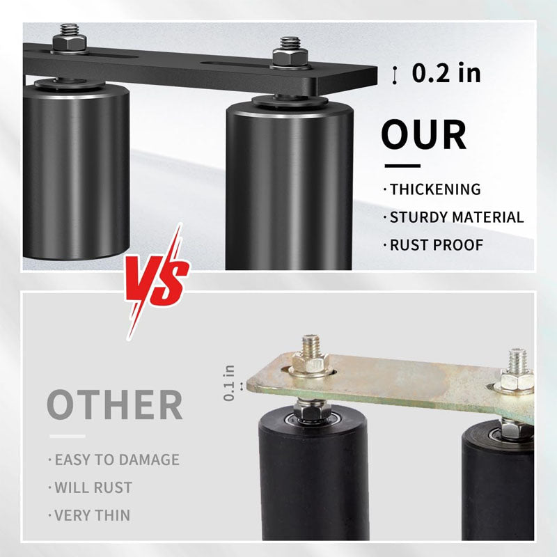 BowLift | 2 Pack Heavy Duty Slide Gate Guide Roller 3" Sliding Gate Black Nylon Roller Coloring Zinc Painted Sliding Gate Guide With L-Shape Bracket