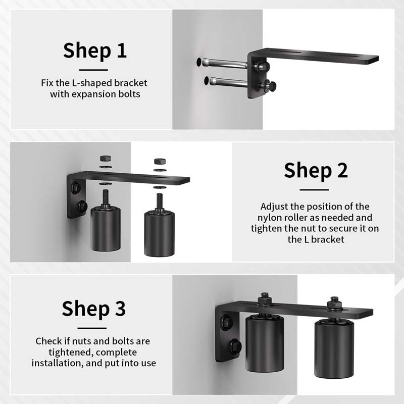 BowLift | 2" Slide Gate Guide Roller with L Rear Post Bracket Heavy Duty Sliding gate kit for Sliding Gates and Rolling Doors