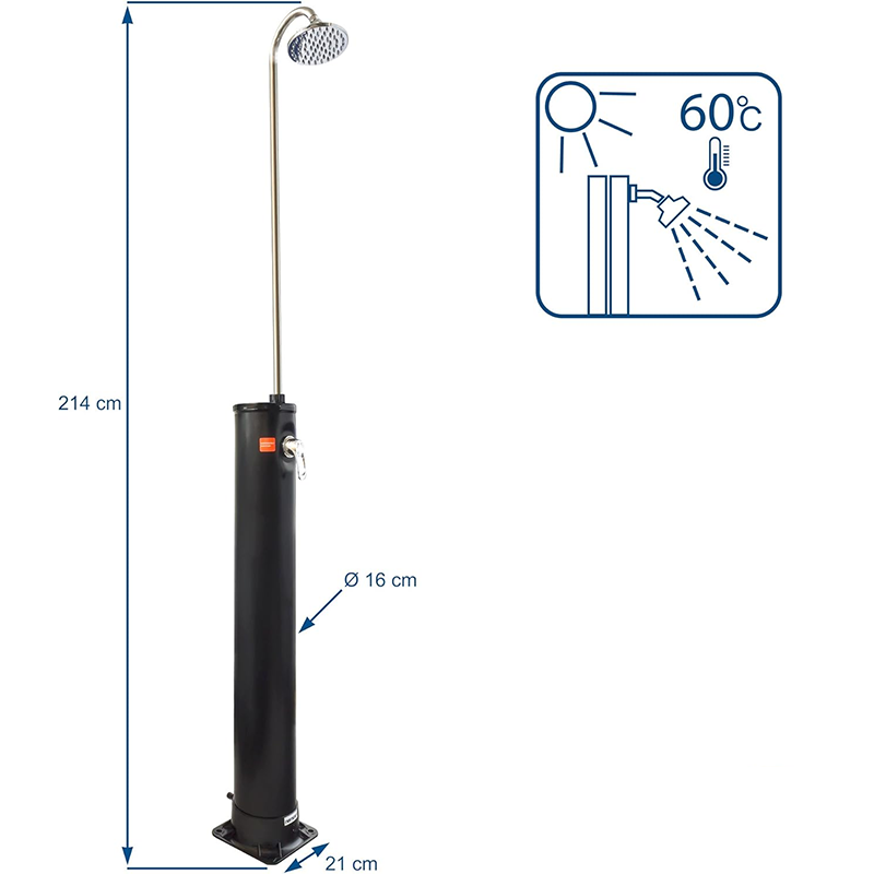 BowLift | Stainless Steel Solar Shower 20L Outdoor Yard Garden Camping Swimming Pool Installable Portable