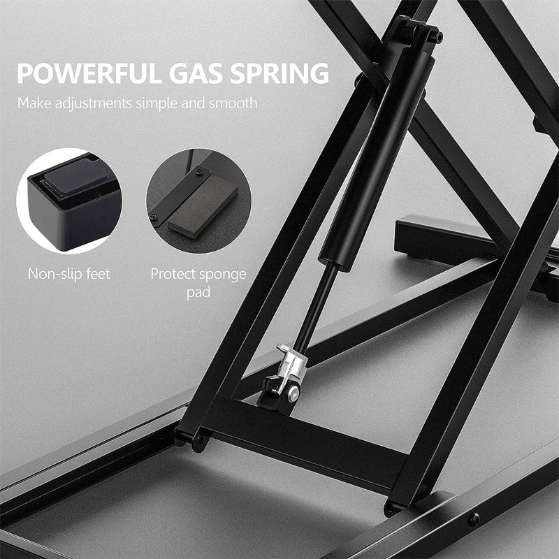 BowLift | Height Adjustable Standing Desk, Standing Desk Desktop Workstation For Laptop Dual Monitor Stand Black