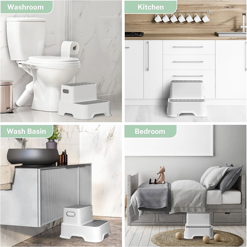 BowLift | 2 Kids Step Stools, Toddler Step Stools for Bathroom Sinks, Non-Slip Double Step Stools for Toddler Bathrooms, Multi-Purpose Toilet Step Stools for Kids, Toilet Training (Pack of 2)