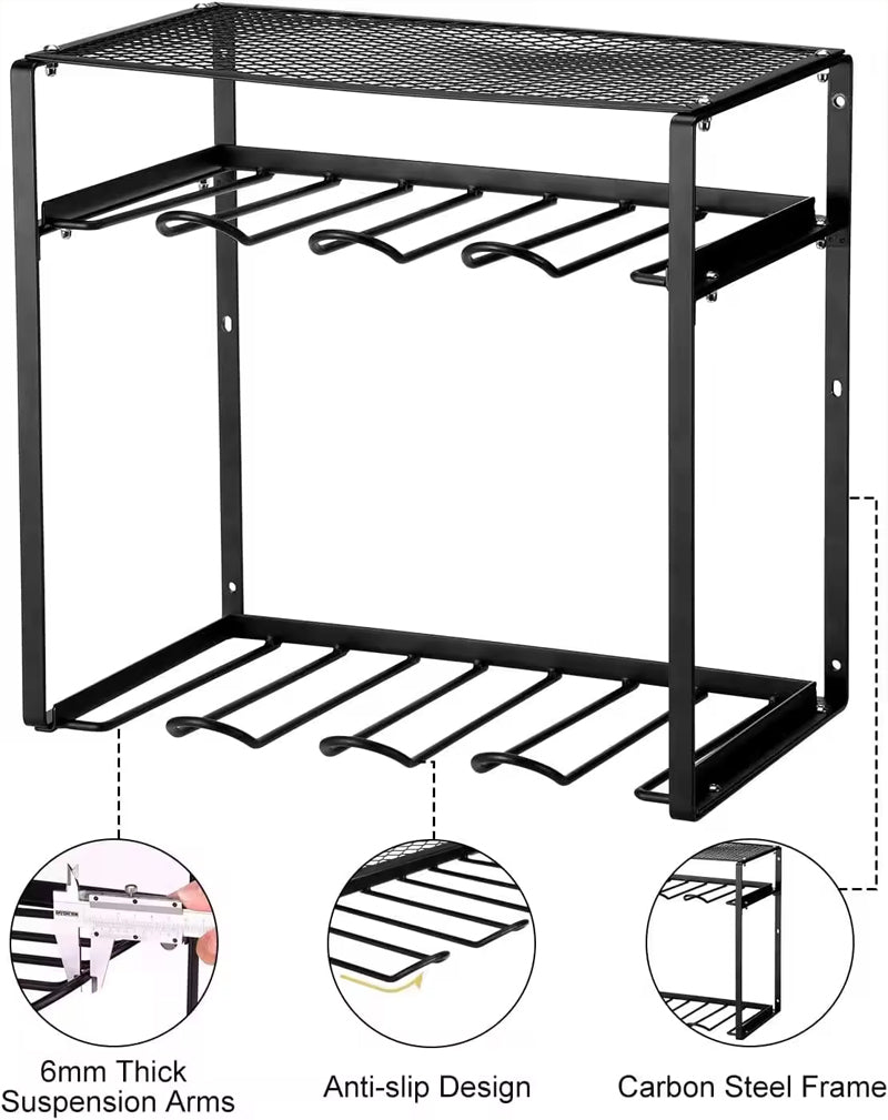 BowLift | Heavy Duty Tool Shelf With 8 Drill Slots Power Tool Rack Organizer Power Tool Organizer Storage Rack