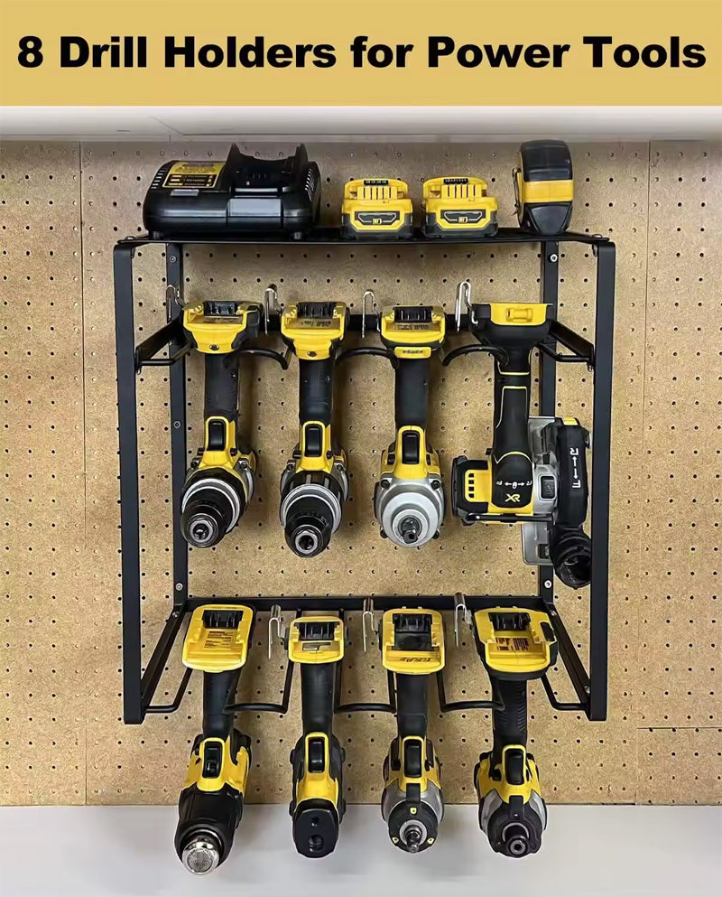 BowLift | Heavy Duty Tool Shelf With 8 Drill Slots Power Tool Rack Organizer Power Tool Organizer Storage Rack