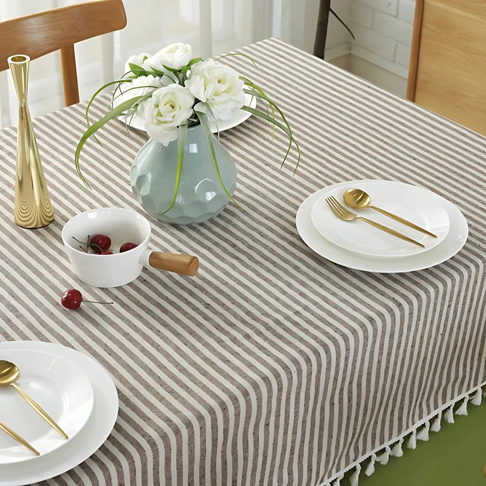 BowLift | Classic Striped Tassel Table Cloth