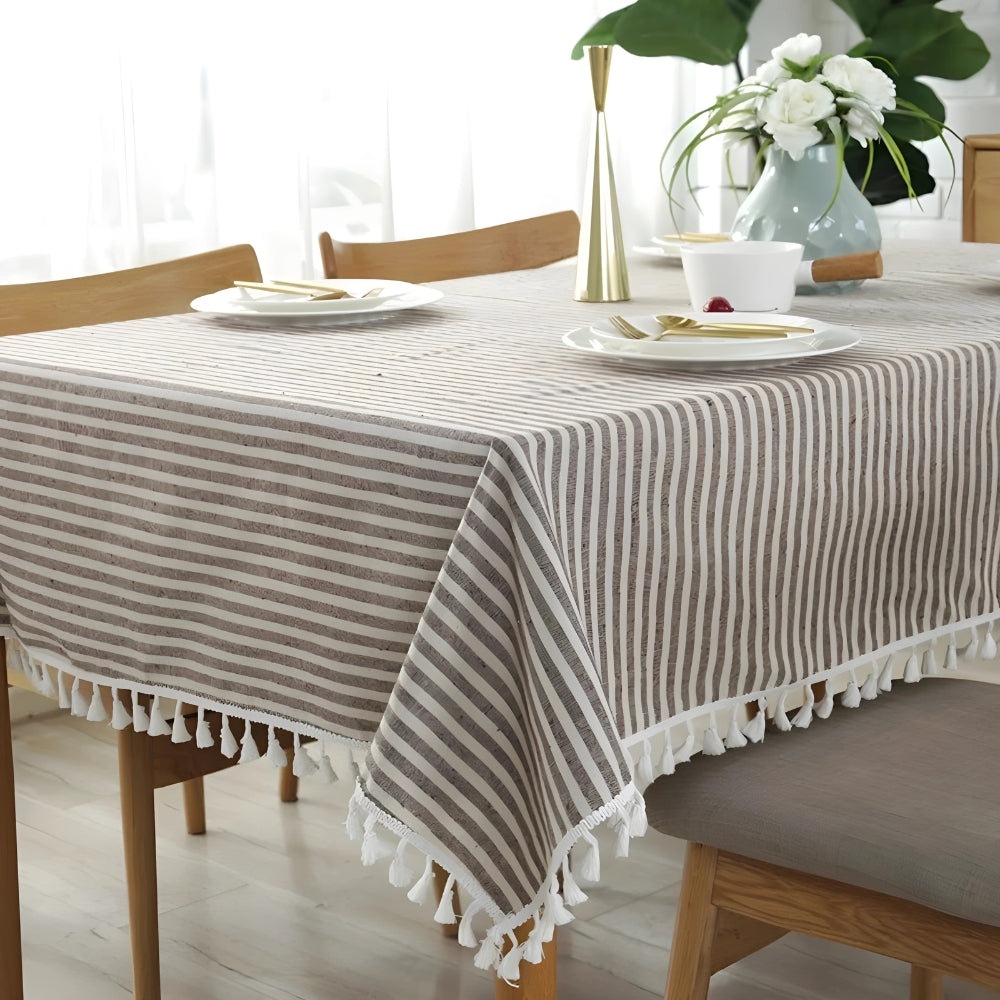 BowLift | Classic Striped Tassel Table Cloth
