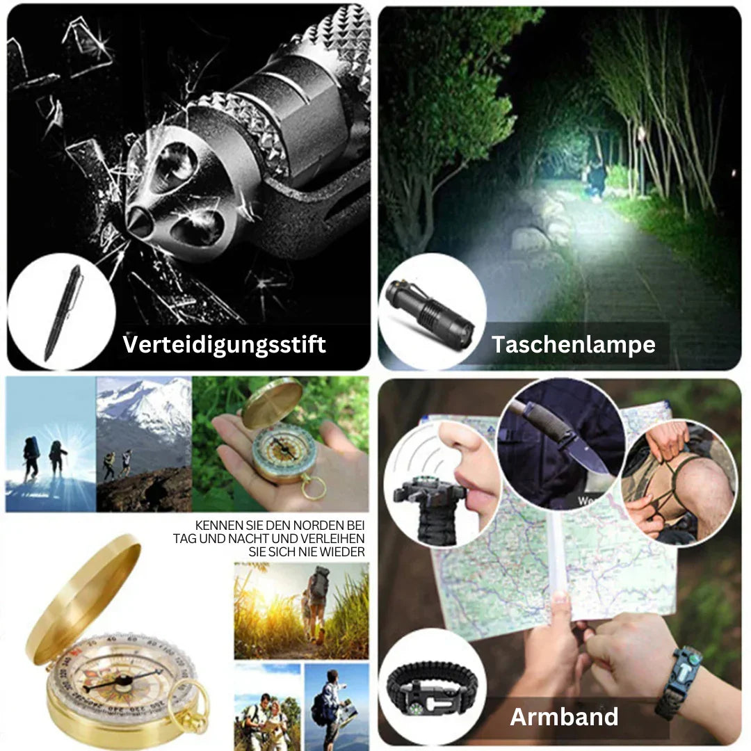 BowLift | 38-in-1 First-Aid and Survival Kit with Flashlight and Compass