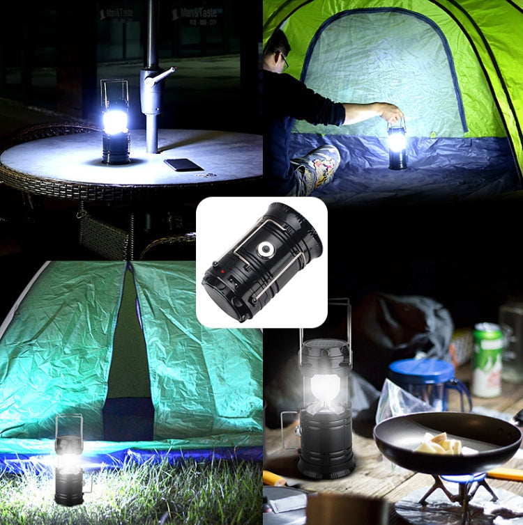 BowLift | LED Tent Light Solar Rechargeable Camping Lamp Expandable Multifunctional Lantern, Supports USB Output, EU Plug (Blue)