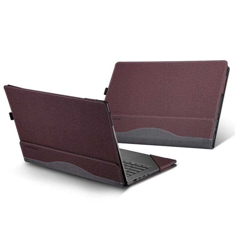 BowLift | For Samsung Galaxy Book Pro 360 15.6 Inch Leather Laptop Anti-Fall Case with Stand (Wine Red)