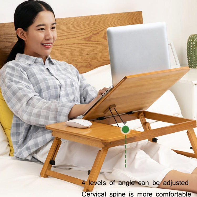 BowLift | 741ZDDNZ Bed Use Foldable Height Adjustable Laptop Desk Dormitory Study Desk, Specification: Classic Tea Color 88cm Thick Bamboo