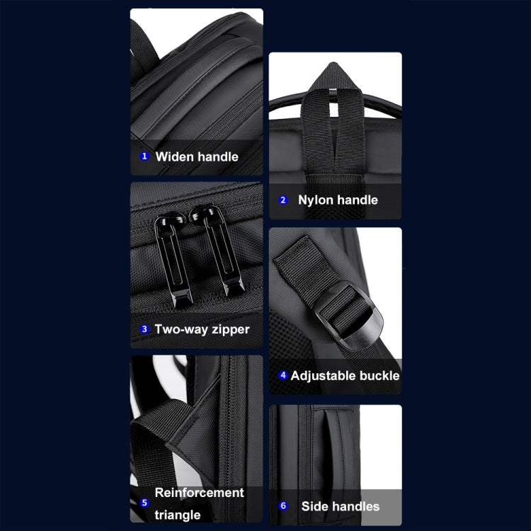 BowLift | Expandable waterproof laptop backpack for business with USB port (Black)