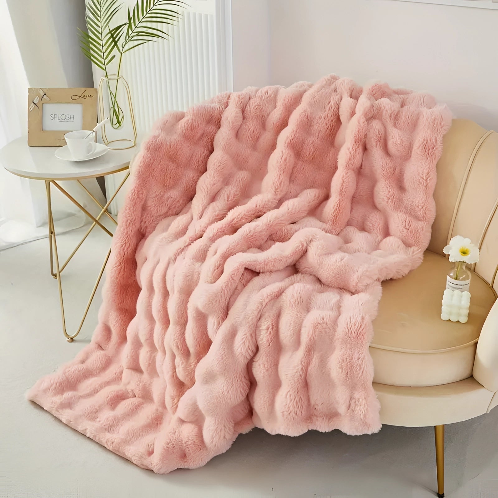 BowLift | Faux Fur Chunky Knit Duvet Cover Throw
