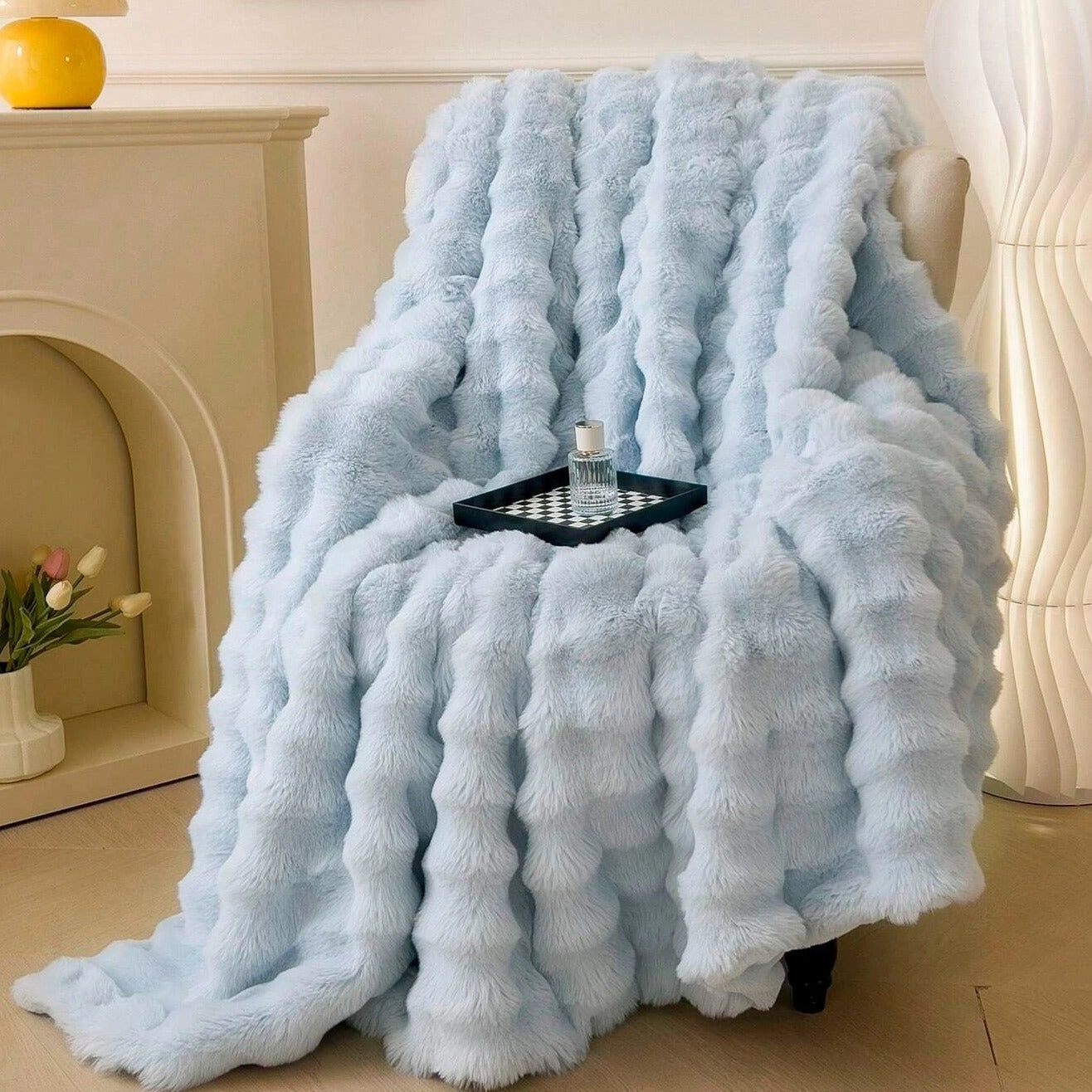 BowLift | Faux Fur Chunky Knit Duvet Cover Throw