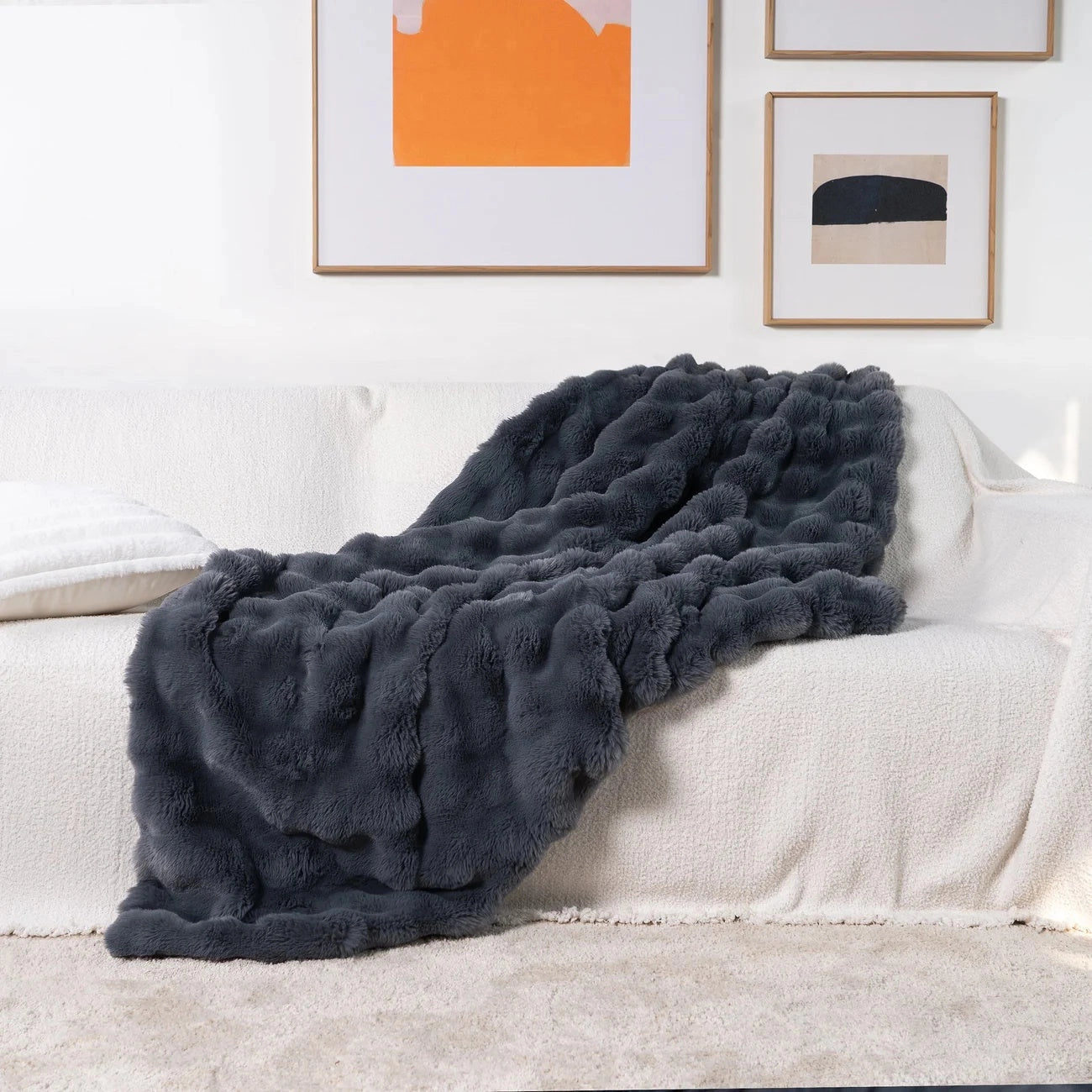 BowLift | Faux Fur Chunky Knit Duvet Cover Throw