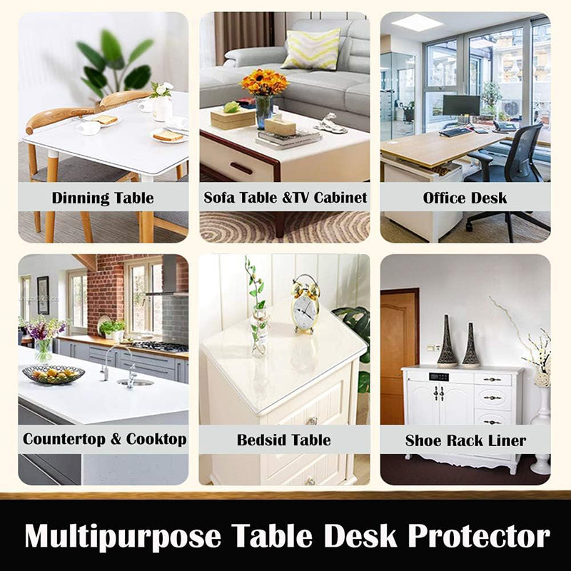 BowLift | 18X36 Inches 1.5mm Thicken Custom Clear Plastic Desktop Table Protector PVC Wipeable Furniture Kitchen Countertop Pad for Dining Living Room Coffee Mat