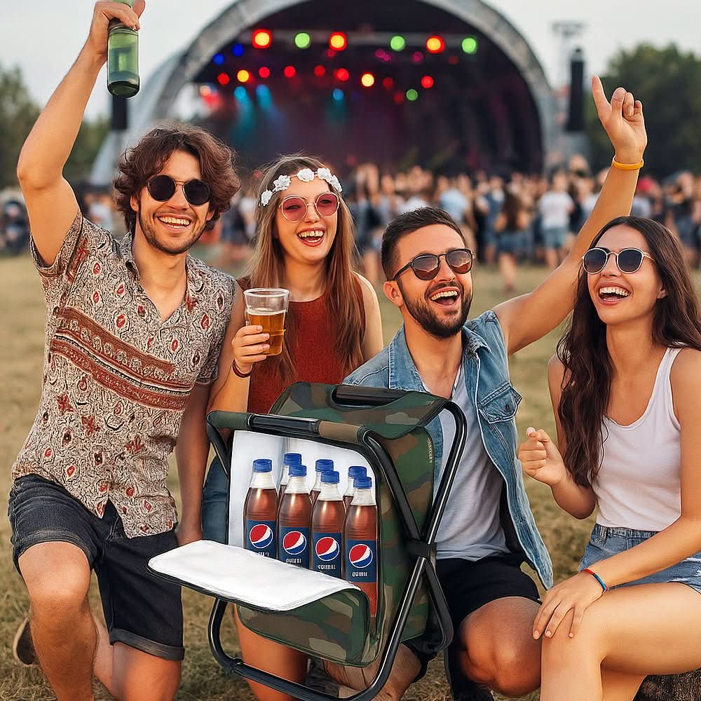 BowLift | 3-in-1 camouflage rucksack with folding chair & cooler compartment