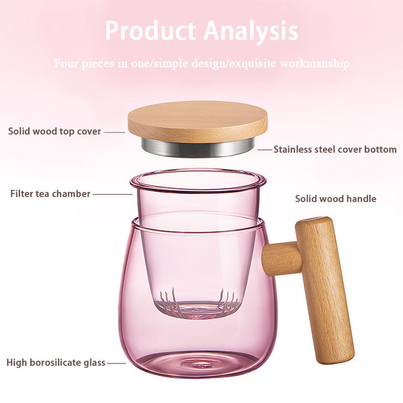 BowLift | High-Grade Glass Teacup For Women, Office Tea Cup, Tea And Water Separation Flower Teacup Fairy Cup