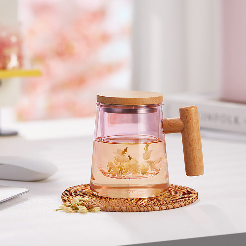 BowLift | High-Grade Glass Teacup For Women, Office Tea Cup, Tea And Water Separation Flower Teacup Fairy Cup