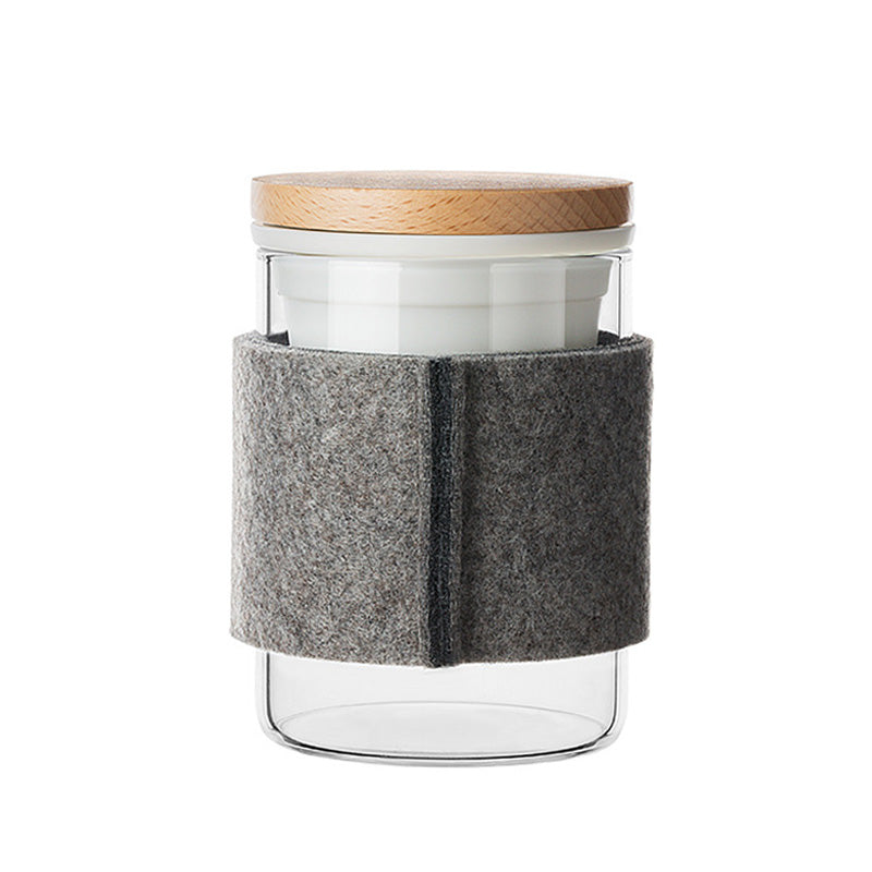 BowLift | High Borosilicate Glass Tea Cup, Tea And Water Separation Filter Tea Cup, Tea Cup, Felt Cup Sleeve Insulation Tea Cup