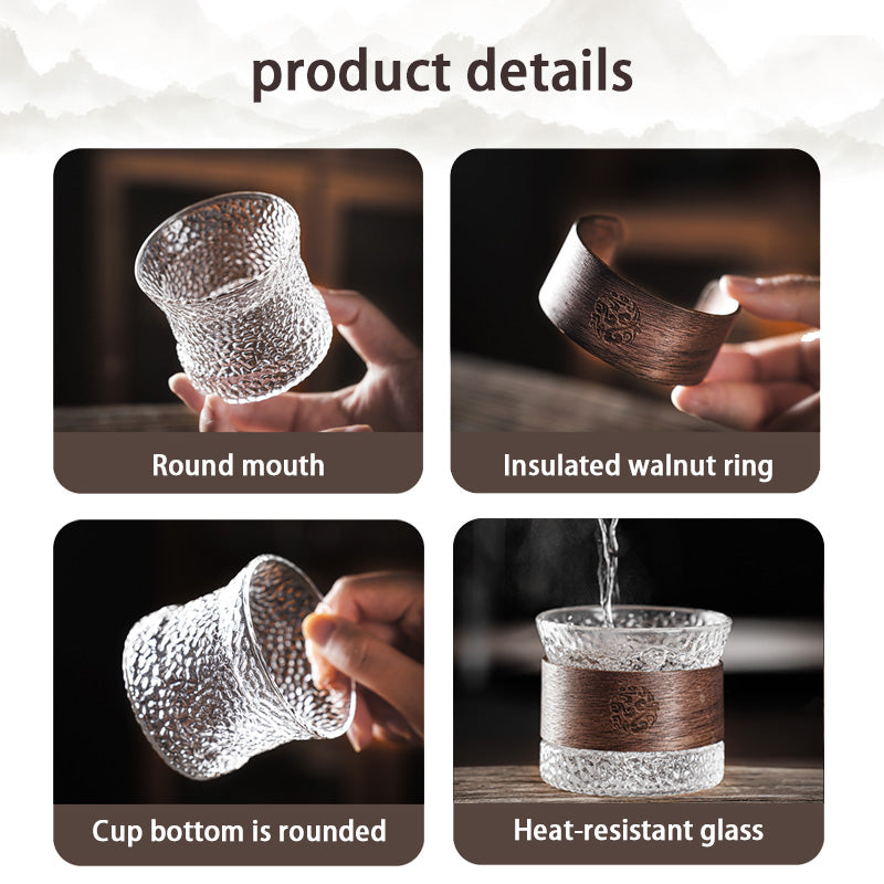 BowLift | Vertical Pattern Water Cup, Hammer Pattern Water Cup, High Borosilicate High Temperature Resistant And Anti-Scalding Household Glass Tea Cup, New Chinese Style High-Looking Tea Cup, Tea Cup