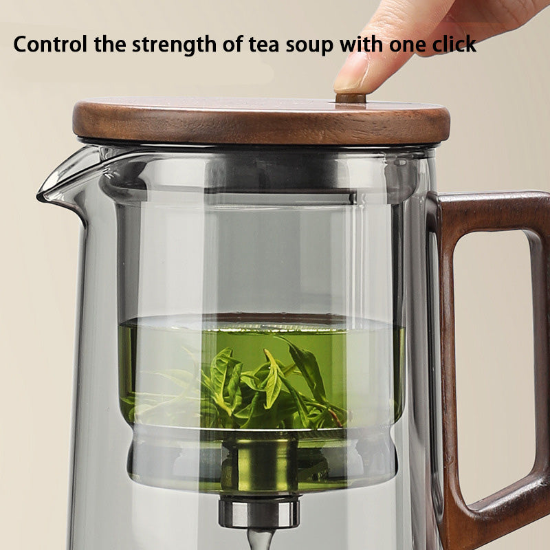 BowLift | Large Capacity Glass Teapot, Household High Temperature Resistant Walnut Tea And Water Separation Teapot