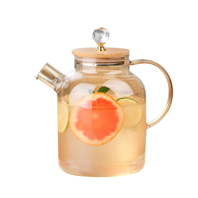 BowLift | Heat-Resistant High Borosilicate Glass Teapot, Large Capacity Glass Bamboo Lid Teapot, Multi-Purpose Teapot