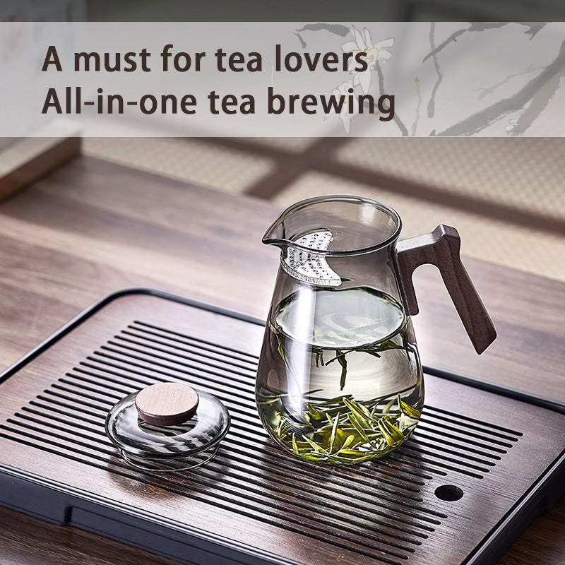 BowLift | Heat-Resistant Crescent Teapot, Glass Teapot With Integrated Tea Leakage Filter, Green Tea Cup Tea Divider, Fair Tea Separation Cup, Transparent Glass Teapot, High Borosilicate Large Capacity Teapot