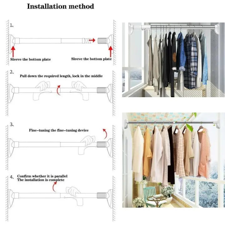 BowLift | Telescopic rod without drilling β Mounted in seconds for bathroom, kitchen & more!