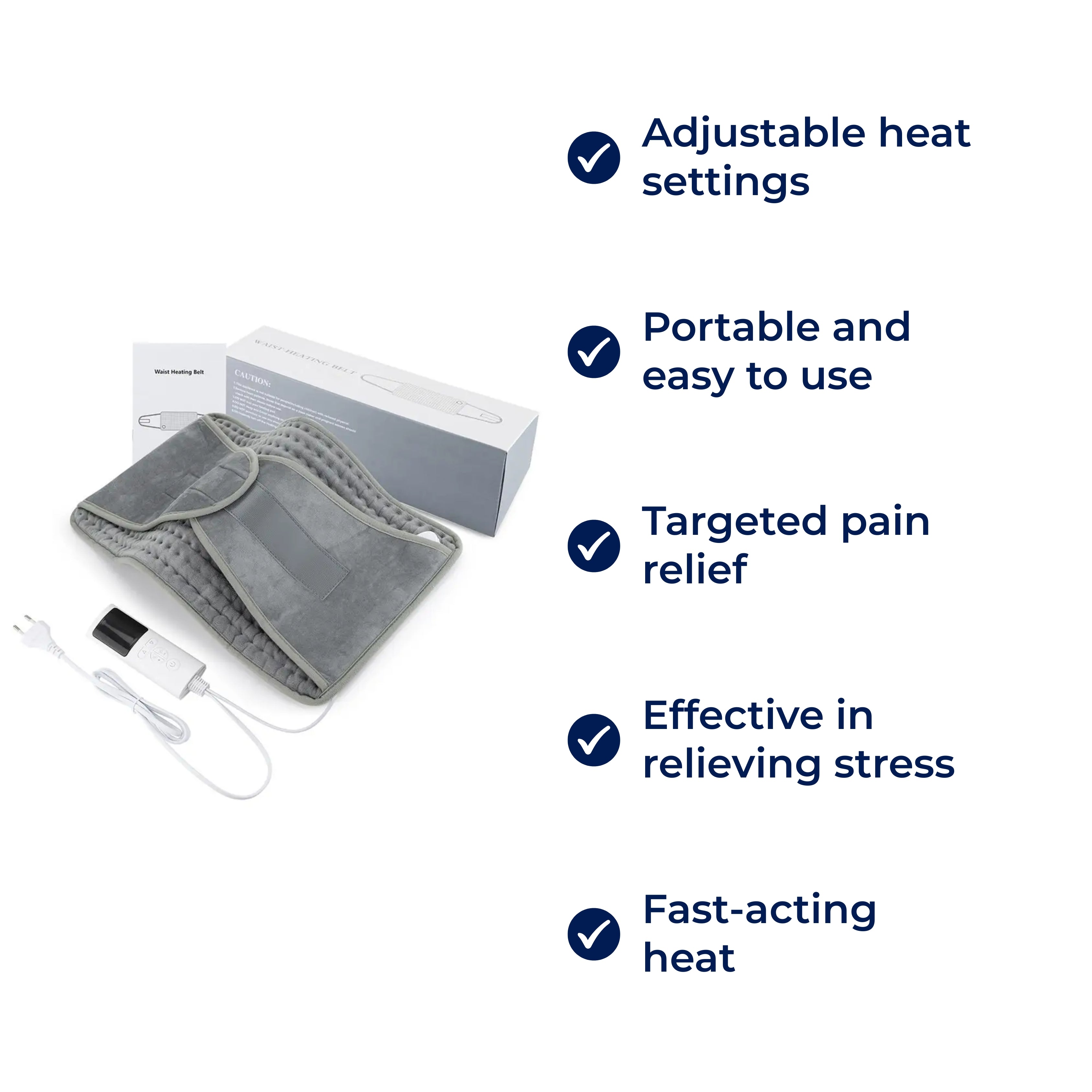 BowLift | Portable Heated Pads Pad for Back Pain, Muscle and Joint Pain Relief – Adjustable Heat for Cramps and Stress