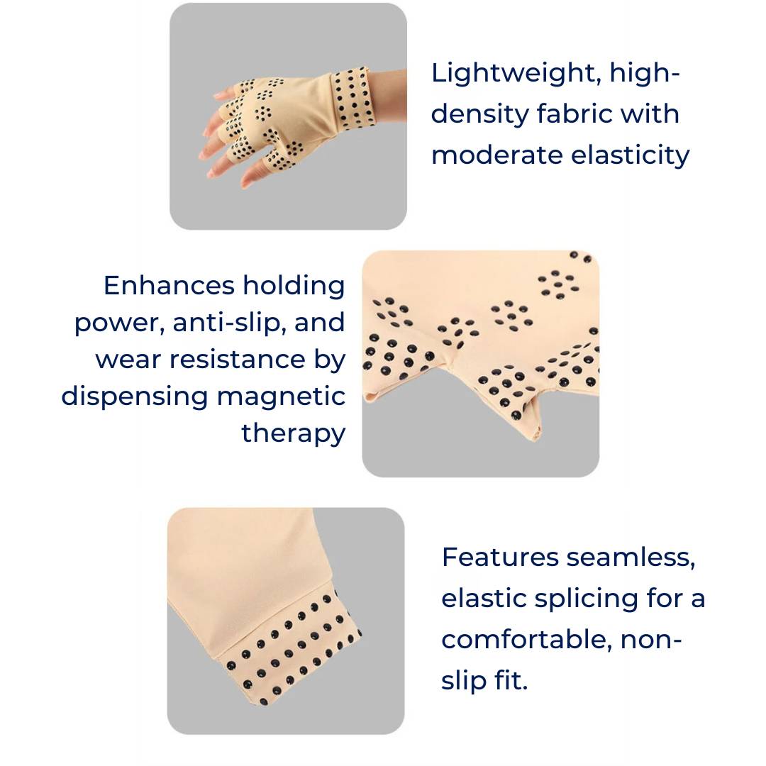 BowLift | Fingerless Gloves for Arthritis & Pain Relief - Magnetic Compression for Improved Circulation and Reduced Swelling