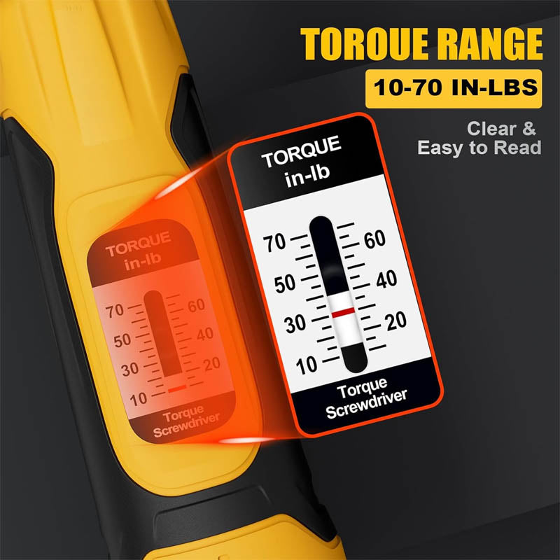 BowLift | 1/4”Torque Screwdriver 10-70 in-lbs Torque Wrench Screwdriver Set with 20 S2 Bits and Case for Tools