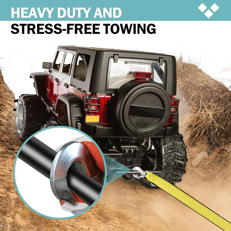BowLift | Heavy Duty Tow Straps with Hooks 2”x20’ 15,000 LBS Metal Safety Hooks Woven Polyester Webbing for Trailers and Farm Cleaning
