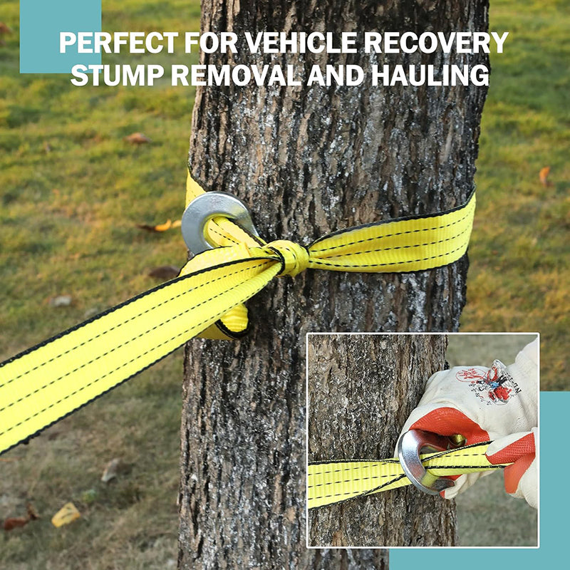 BowLift | Heavy Duty Tow Straps with Hooks 2”x20’ 15,000 LBS Metal Safety Hooks Woven Polyester Webbing for Trailers and Farm Cleaning