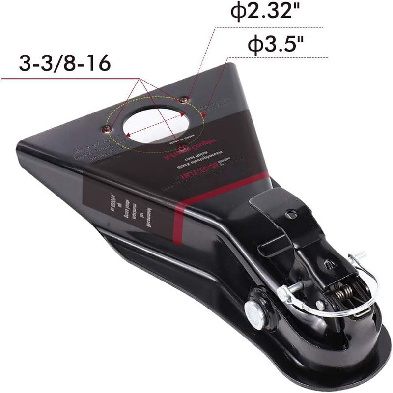 BowLift | 2" 8000lbs A-Frame Trailer Coupler for 2-Inch Hitch Ball Size for Towing Station Wagons Pickup Trucks SUVs Campers