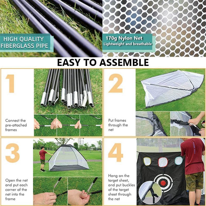 BowLift | Golf Net, 10x7ft Indoor Outdoor Home Golf Swing Training with Target and Carry Bag, for Men, Golf Lovers, Backyard Driving Chipping