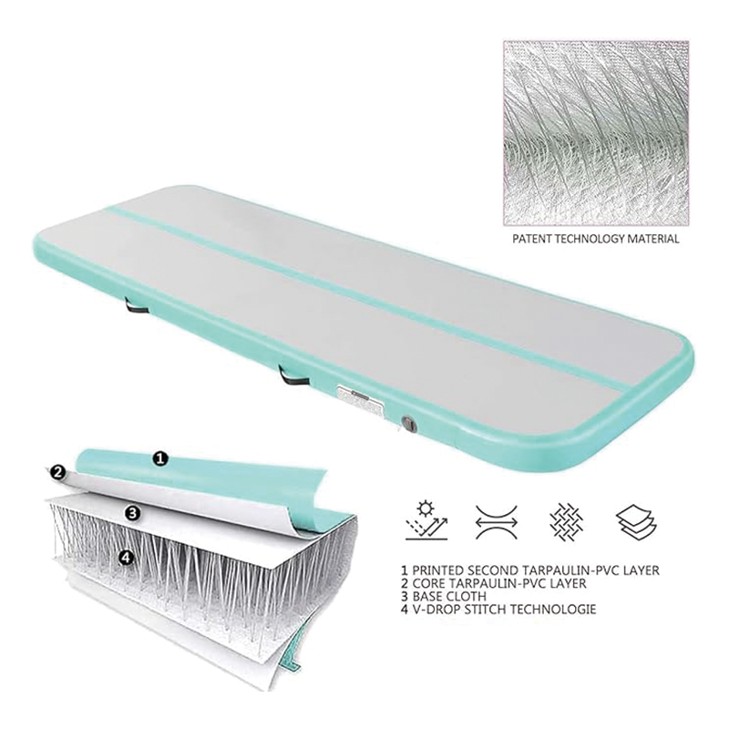BowLift | Inflatable Gymnastics Mat, 4 inch Thickness Inflatable Gymnastics Tumbling Mat, Tumble Track with Electric Pump,Training Mats for Home Use/Gym/Yoga/Cheerleading/Beach/Park/Water, 10 ft, Mint Green
