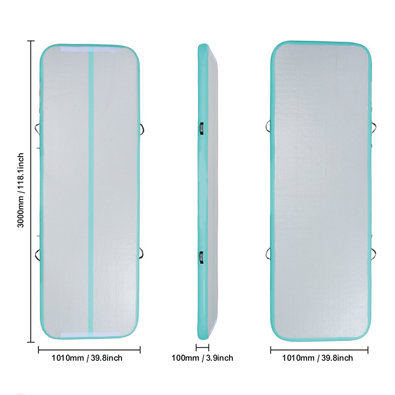 BowLift | Inflatable Gymnastics Mat, 4 inch Thickness Inflatable Gymnastics Tumbling Mat, Tumble Track with Electric Pump,Training Mats for Home Use/Gym/Yoga/Cheerleading/Beach/Park/Water, 10 ft, Mint Green