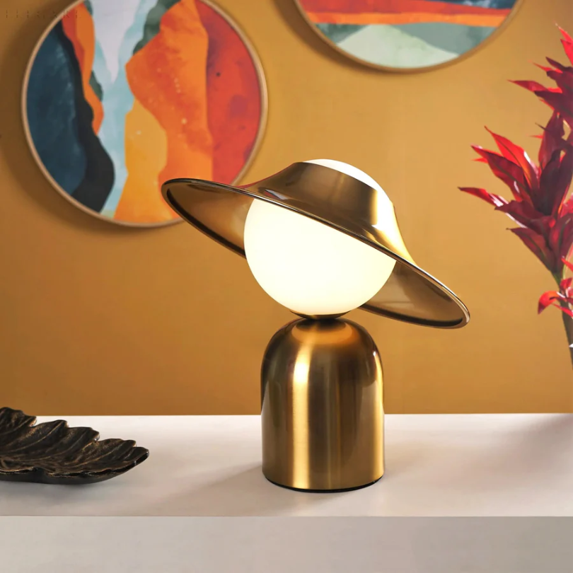 GoldAura Table Lamp - Elegant Golden Lighting for Home Bowlift