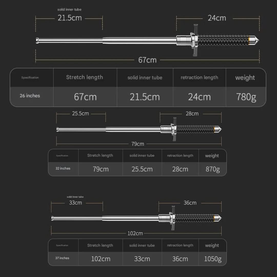 BowLift UrbanGuard Pro Adjustable Trekking Pole | Alloy Walking Support Baton | 67-102cm | 120kg Weight Capacity