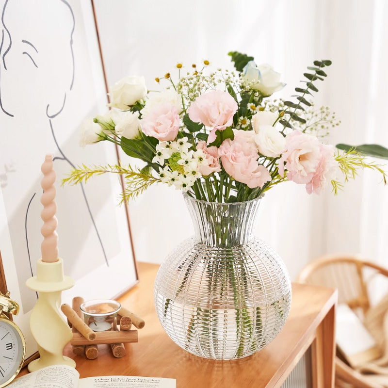 BowLift | Light Luxury High-End Glass Vase, Living Room Flowers Transparent Flower Arrangement
