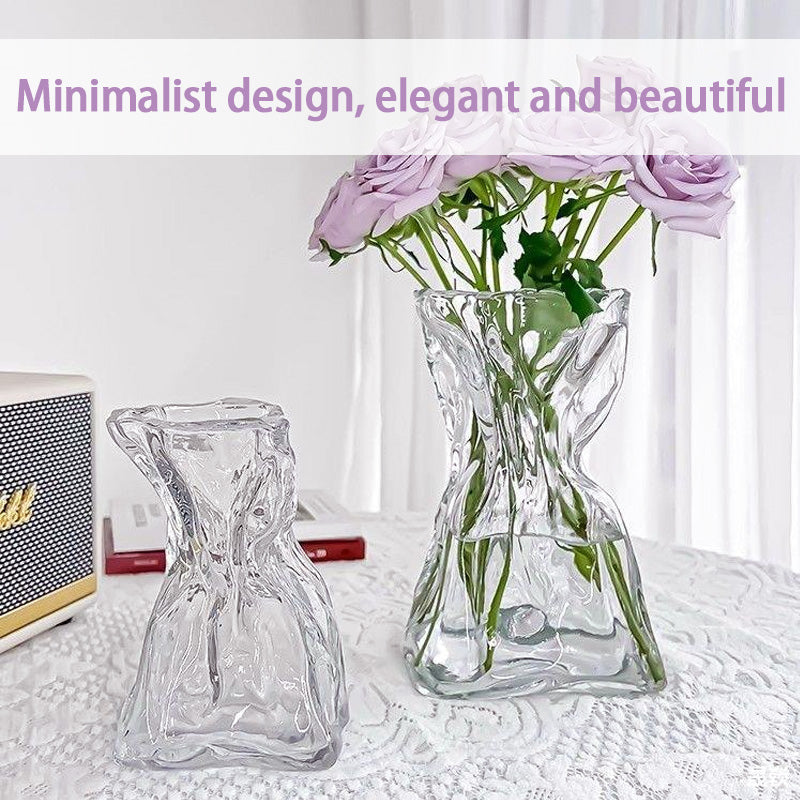 BowLift | Simple And Creative Irregular Vases, Transparent Glass Vases, Living Room Desktop Flower Arrangements And Water Nourishment Decorative Ornaments