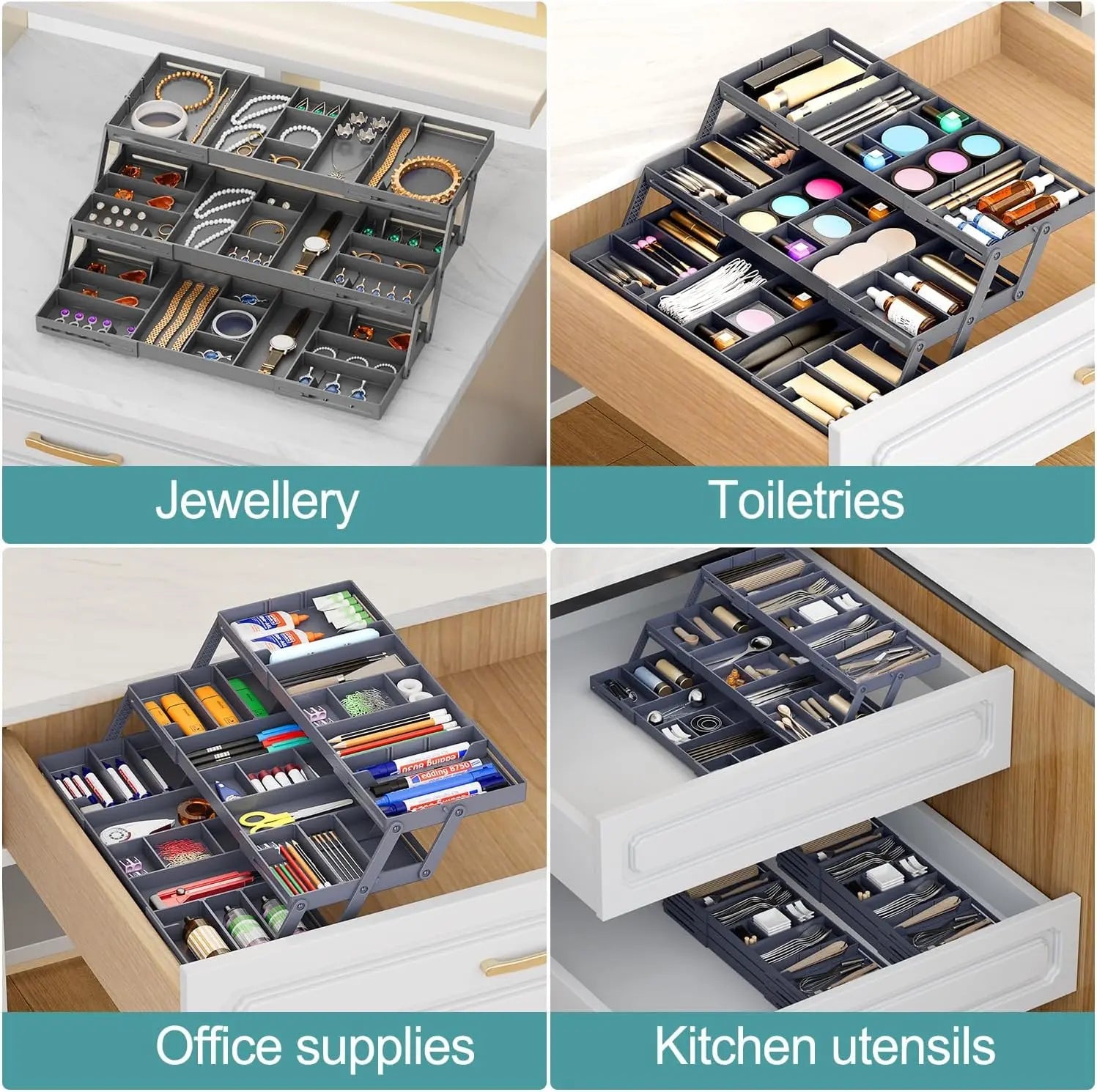 BowLift | Adjustable Multilevel Drawer Organizer for Effortless Storage