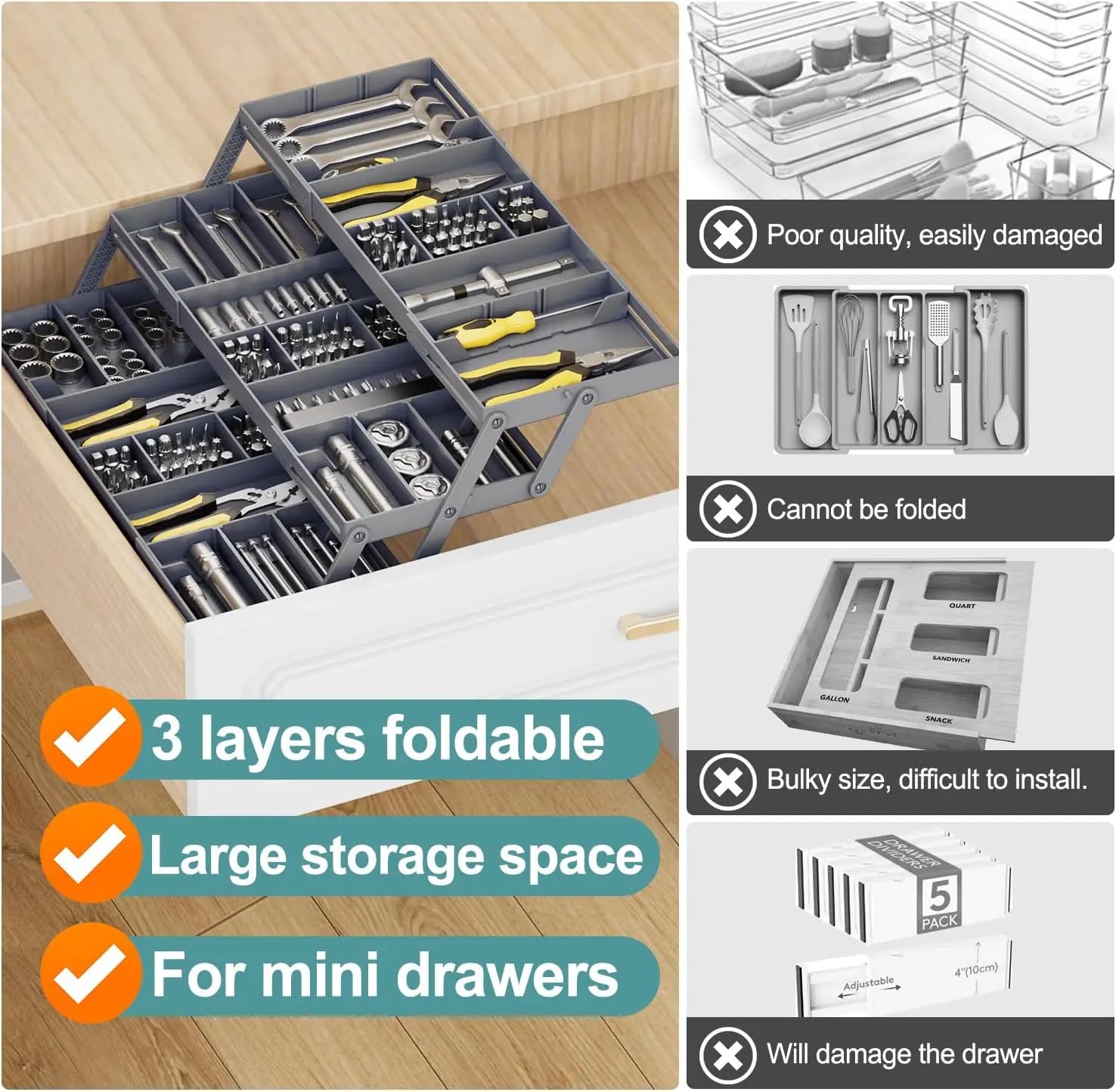 BowLift | Adjustable Multilevel Drawer Organizer for Effortless Storage