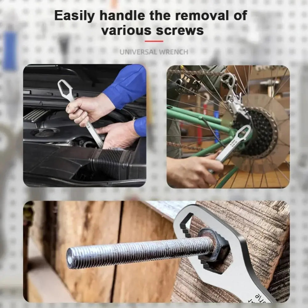 BowLift | Adjustable Wrench with Double-Sided Self-Tightening Handle, Chrome Steel