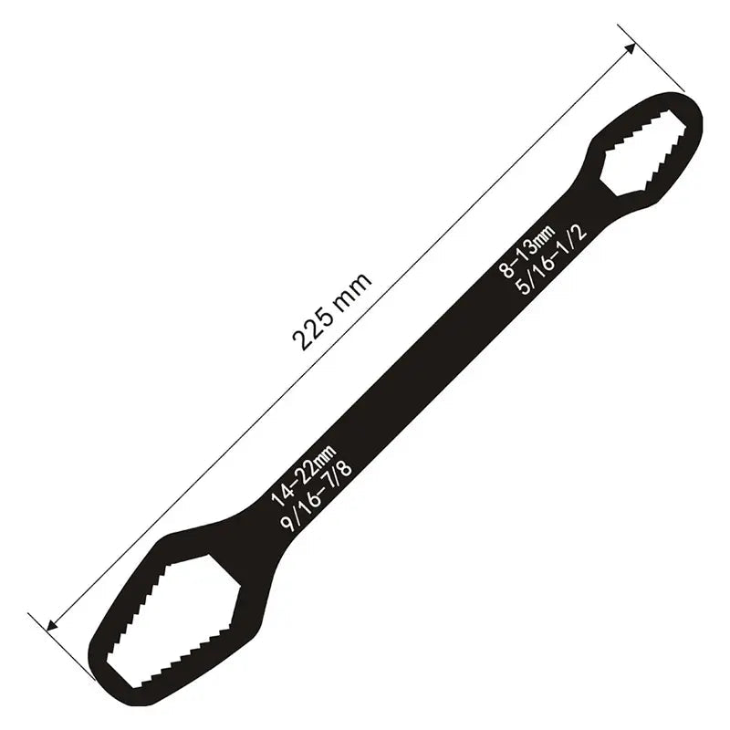 BowLift | Adjustable Wrench with Double-Sided Self-Tightening Handle, Chrome Steel
